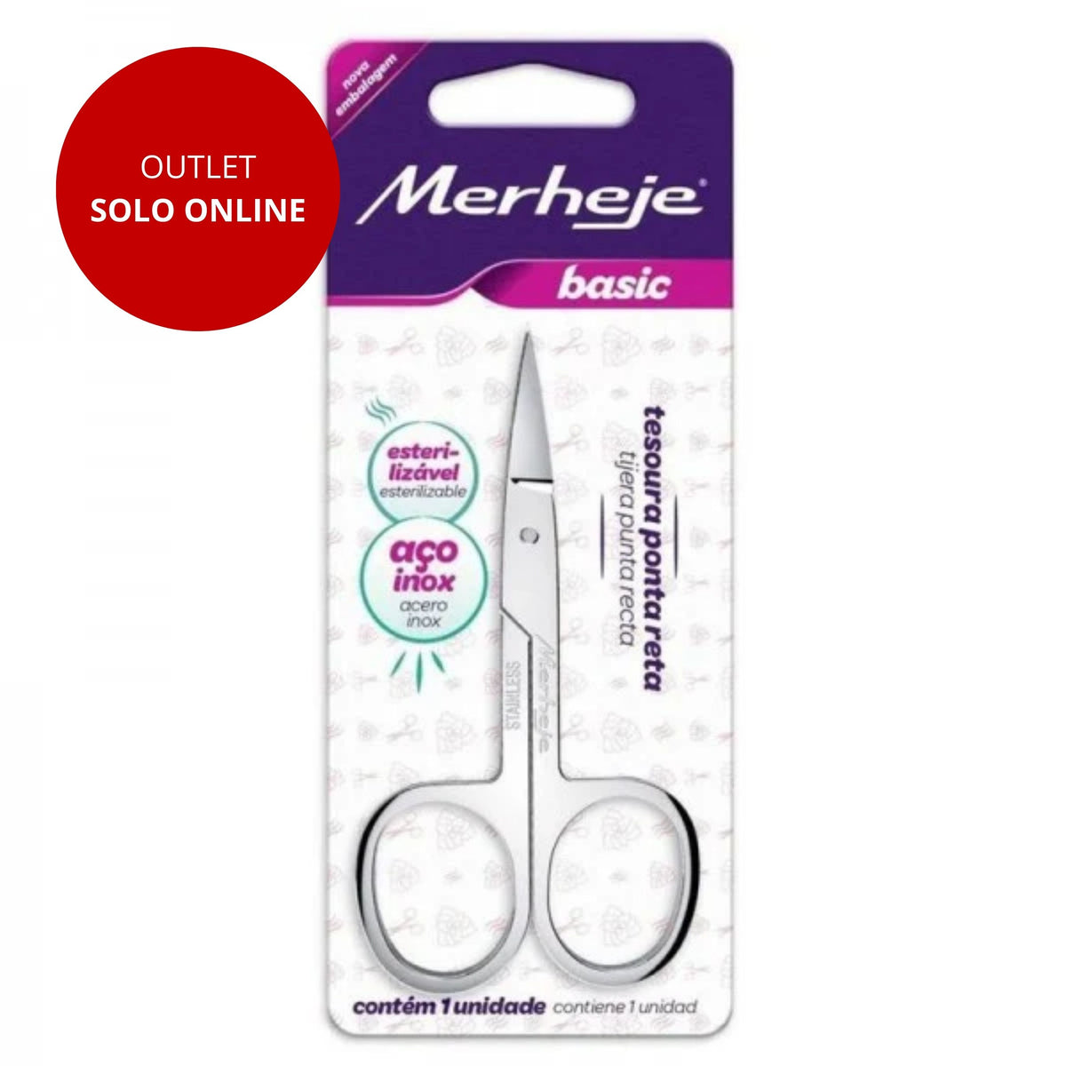 Tijerita para Uñas Punta Recta 3 1/2 de Acero Inoxidable Merheje Basic