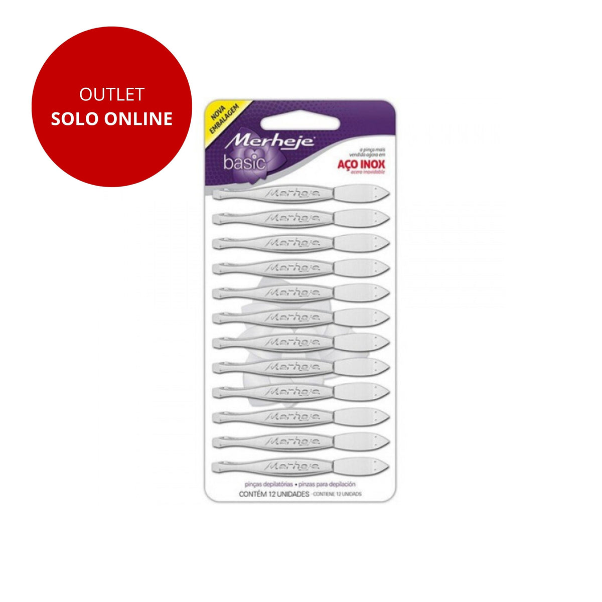 Pinzas de Cejas Profesionales Acero Inoxidable – Merheje Basic x12